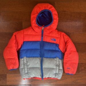 North Face Moondoggy toddler hooded reversible down jacket